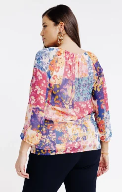 Toscane Boutique Chemisiers & Tuniques|Tunique imprimée avec col nouette MULTICOLORE