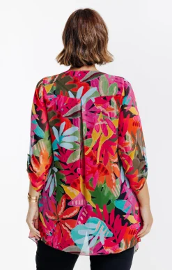 Toscane Boutique Chemisiers & Tuniques|Tunique imprimée avec collier NOIR