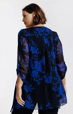 Toscane Boutique Chemisiers & Tuniques|Tunique imprimée avec collier NOIR