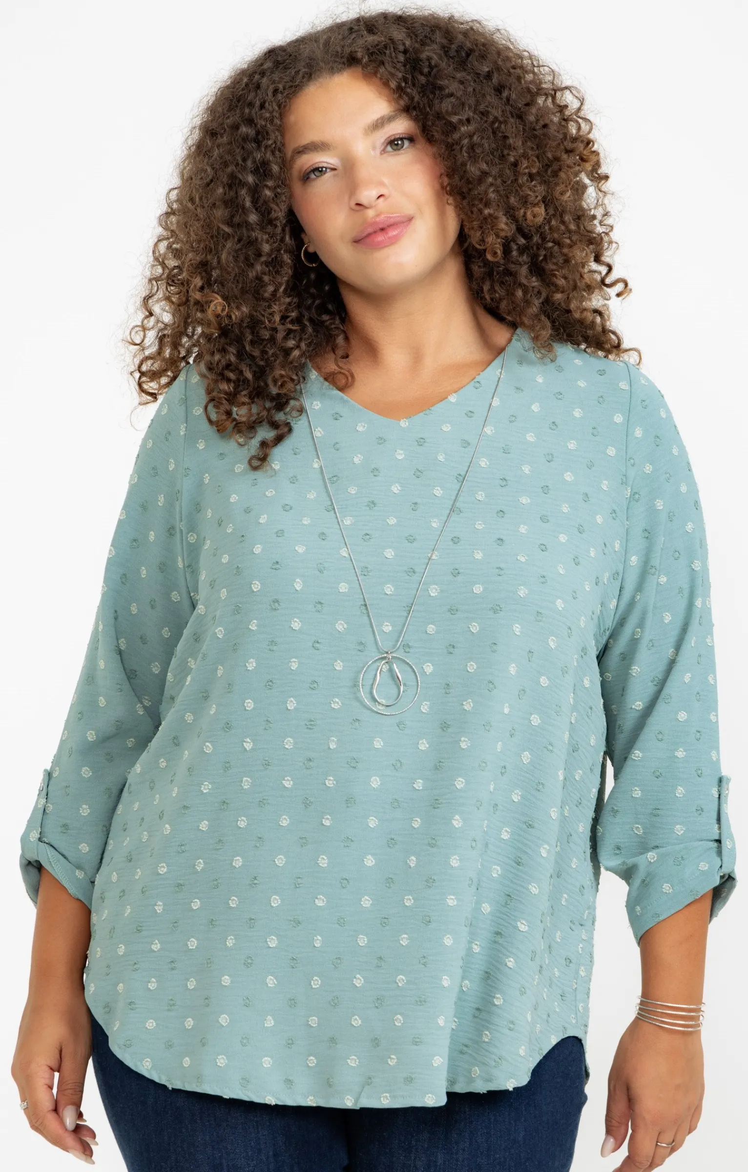 Toscane Boutique Chemisiers & Tuniques|Tunique tissu fantaisie et collier VERT DE GRIS