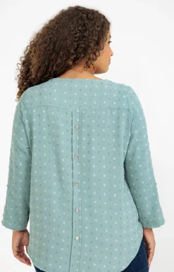 Toscane Boutique Chemisiers & Tuniques|Tunique tissu fantaisie et collier VERT DE GRIS