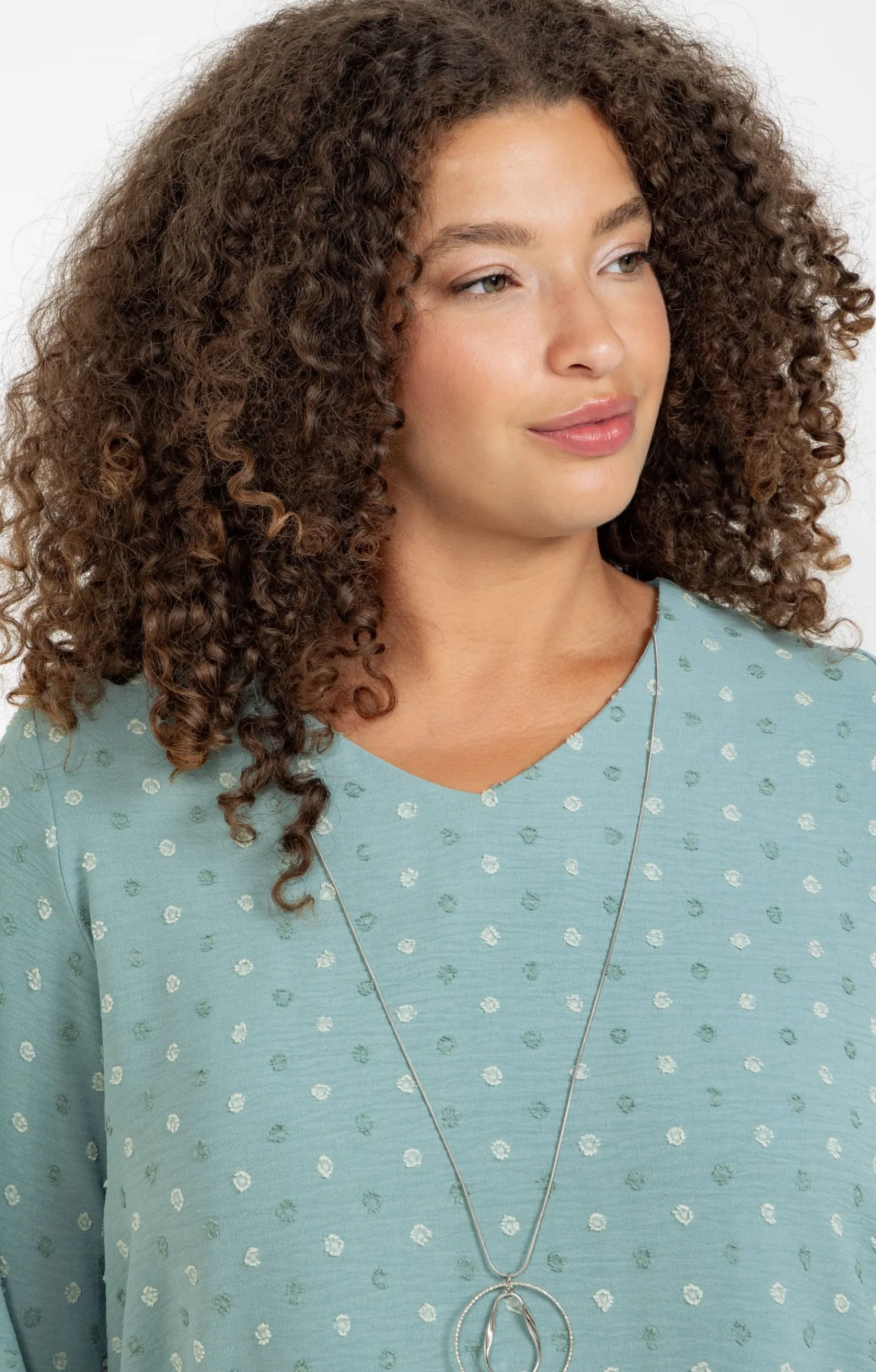 Toscane Boutique Chemisiers & Tuniques|Tunique tissu fantaisie et collier VERT DE GRIS