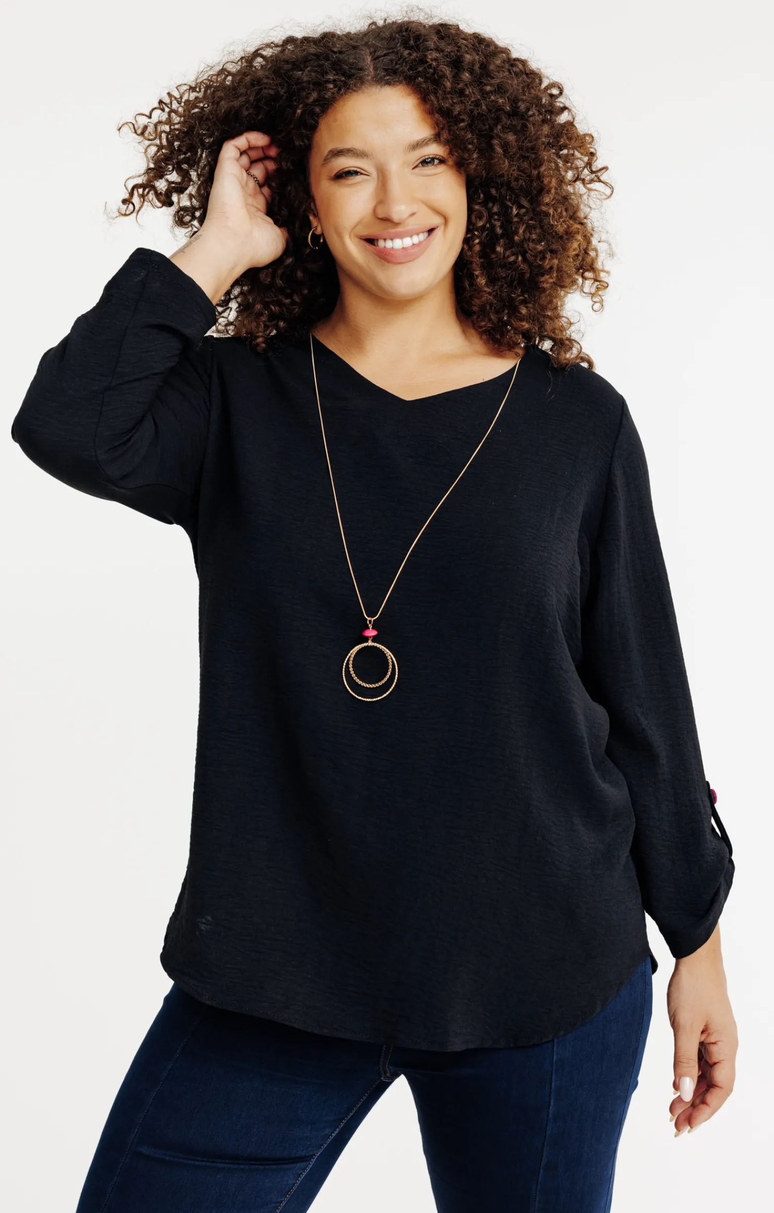 Toscane Boutique Chemisiers & Tuniques|Tunique unie avec boutons colorés NOIR