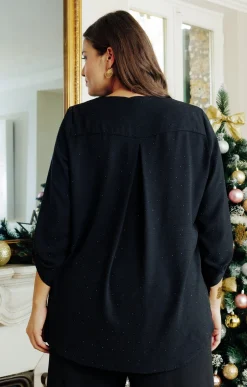 Toscane Boutique Chemisiers & Tuniques|Tunique unie avec strass NOIR