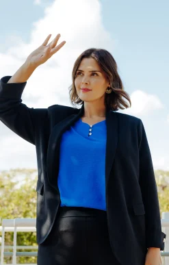 Toscane Boutique Vestes|Veste de tailleur revers aux manches NOIR