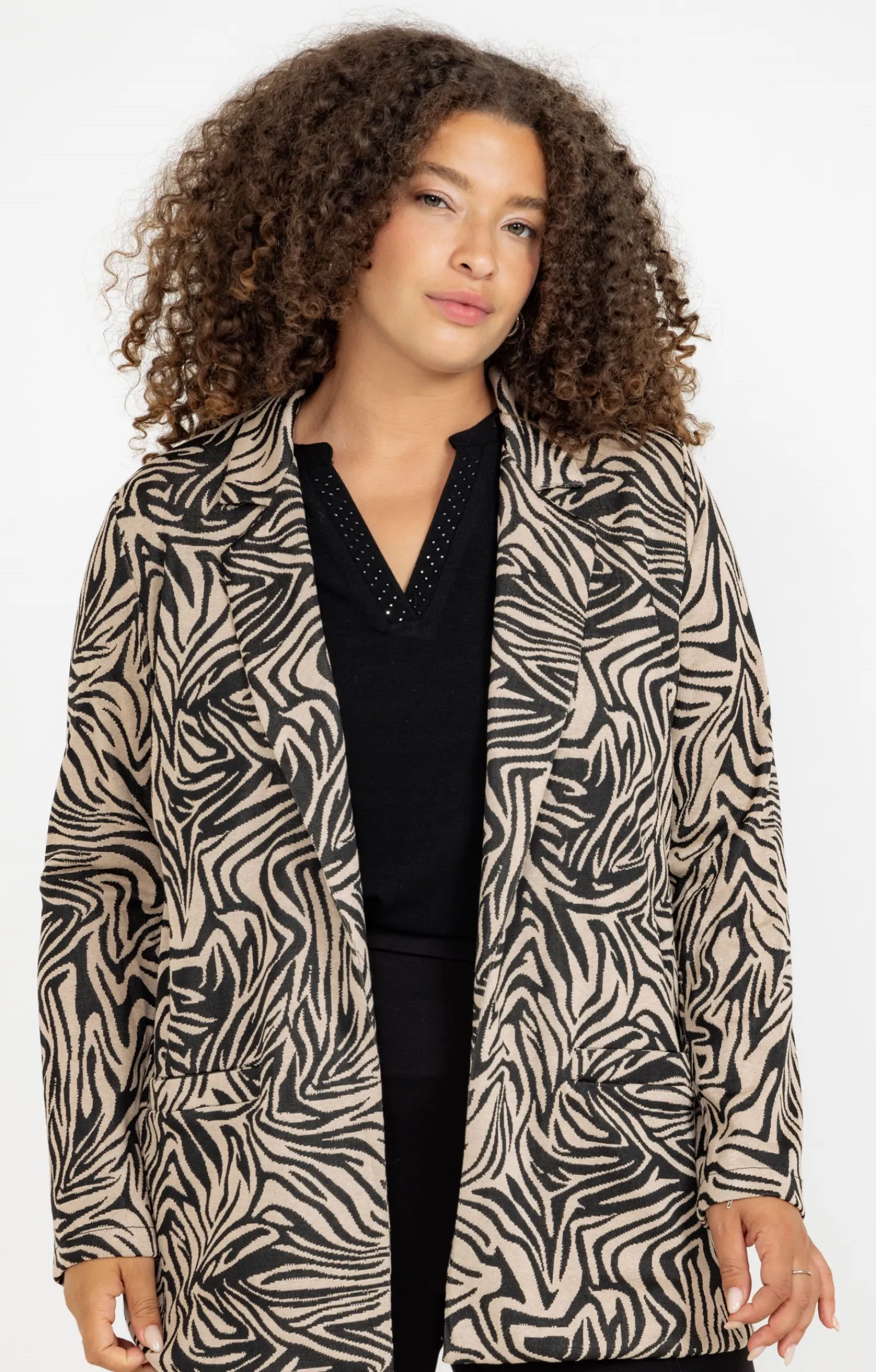 Toscane Boutique Vestes|Veste de tailleur zébrée BEIGE