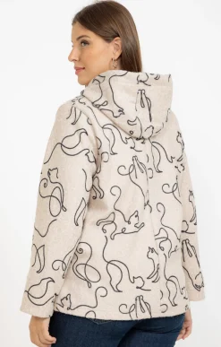 Toscane Boutique Vestes|Veste imprimé chat ECRU