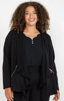 Toscane Boutique Vestes|Veste unie col châle NOIR