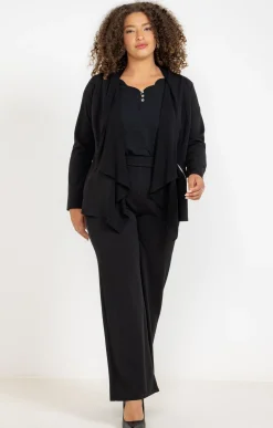 Toscane Boutique Vestes|Veste unie col châle NOIR