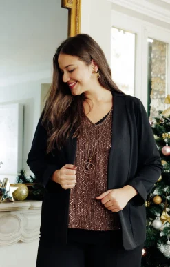 Toscane Boutique Vestes|Veste unie ouverte NOIR